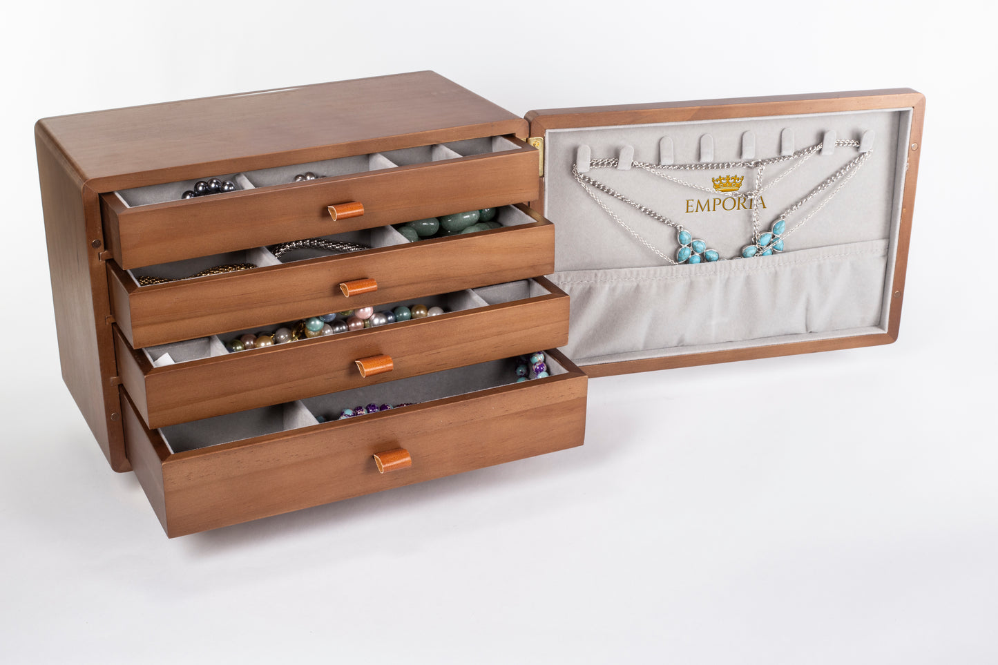 Mini cofre organizador de joyas con múltiples cajones Emporia