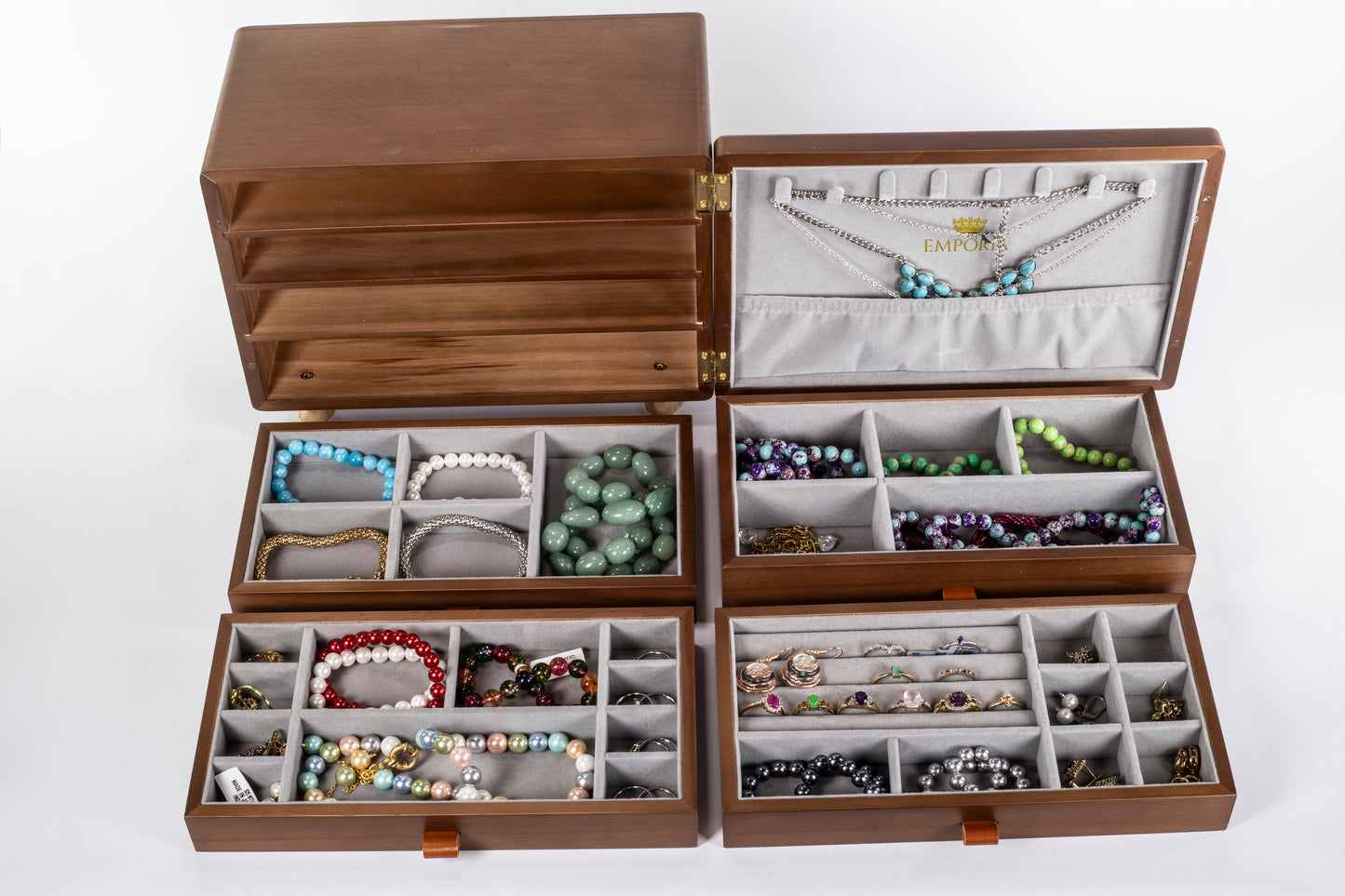 Mini cofre organizador de joyas con múltiples cajones Emporia