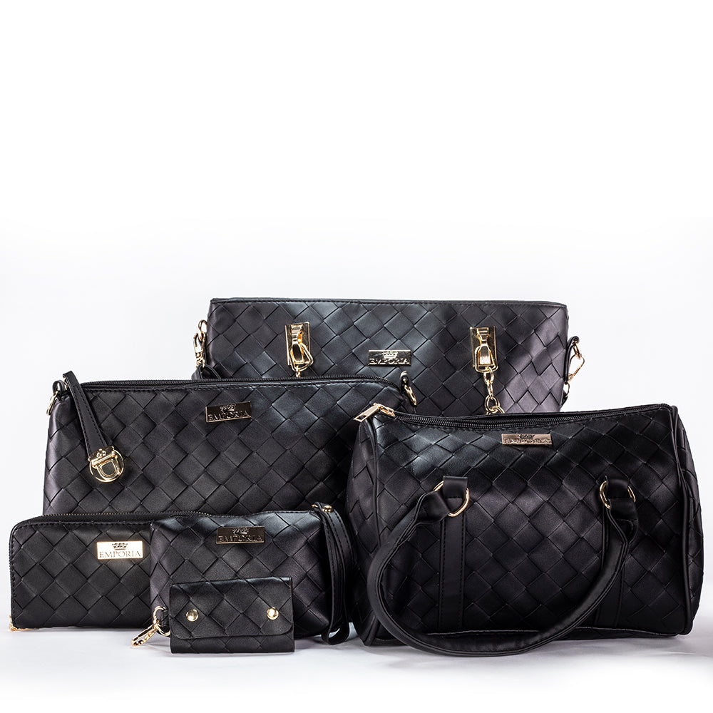 Colección Emporia de primavera 2025 - " Eclipse de ónix",Set de 6 bolsos; negro 12 