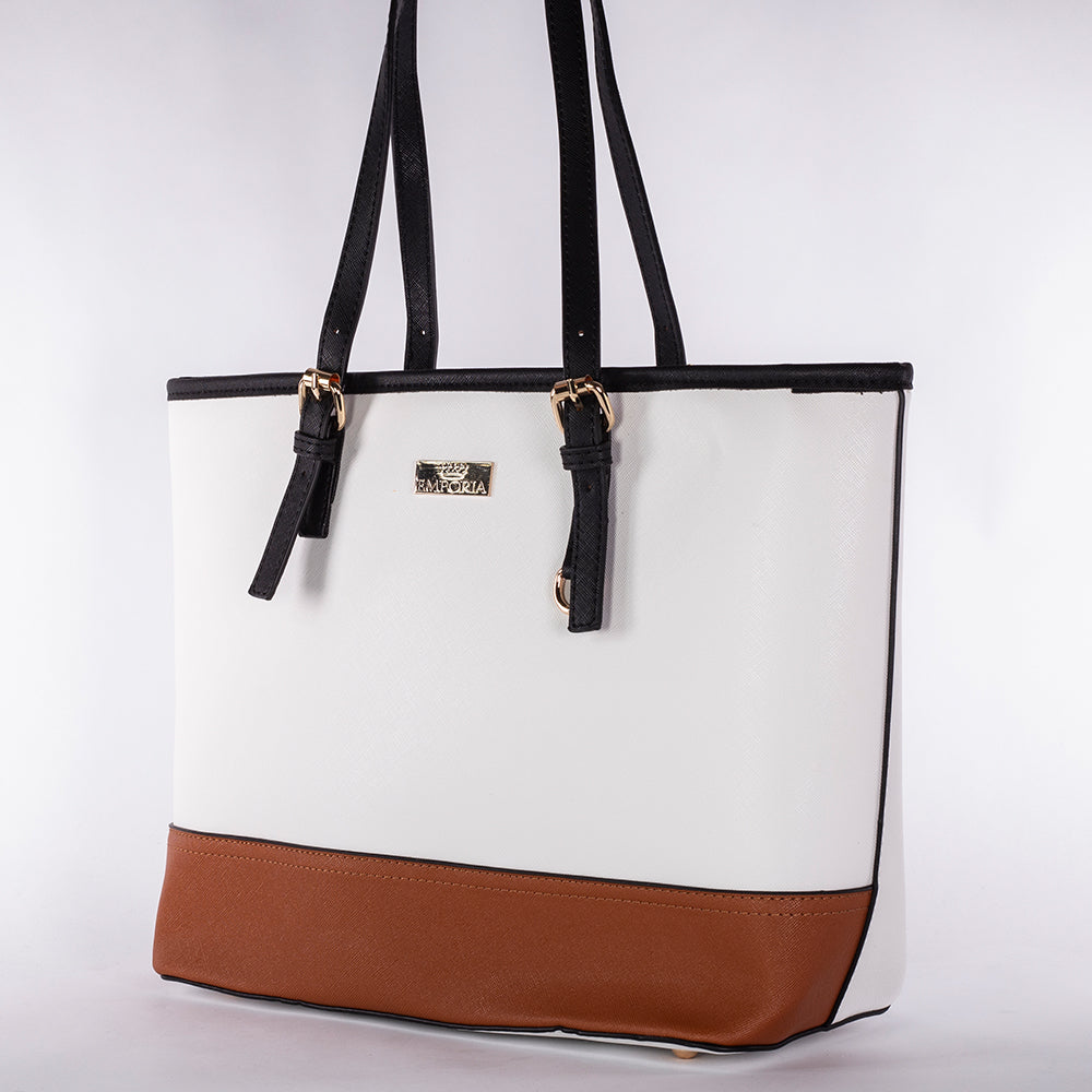 Colección Emporia de primavera 2025- " Luz de Luna moca", Set de 4 bolsos; blanco 4 