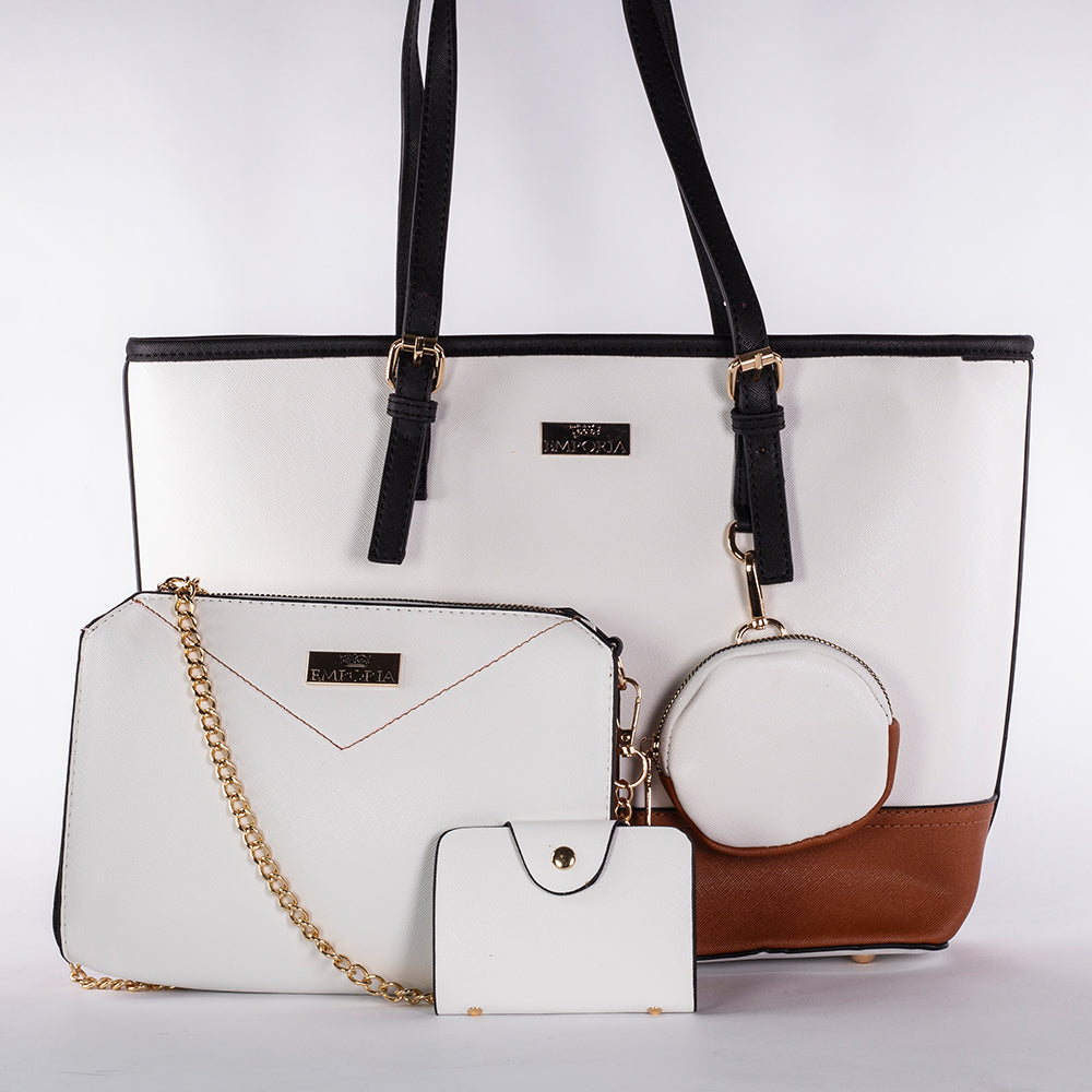 Colección Emporia de primavera 2025- " Luz de Luna moca", Set de 4 bolsos; blanco 6 