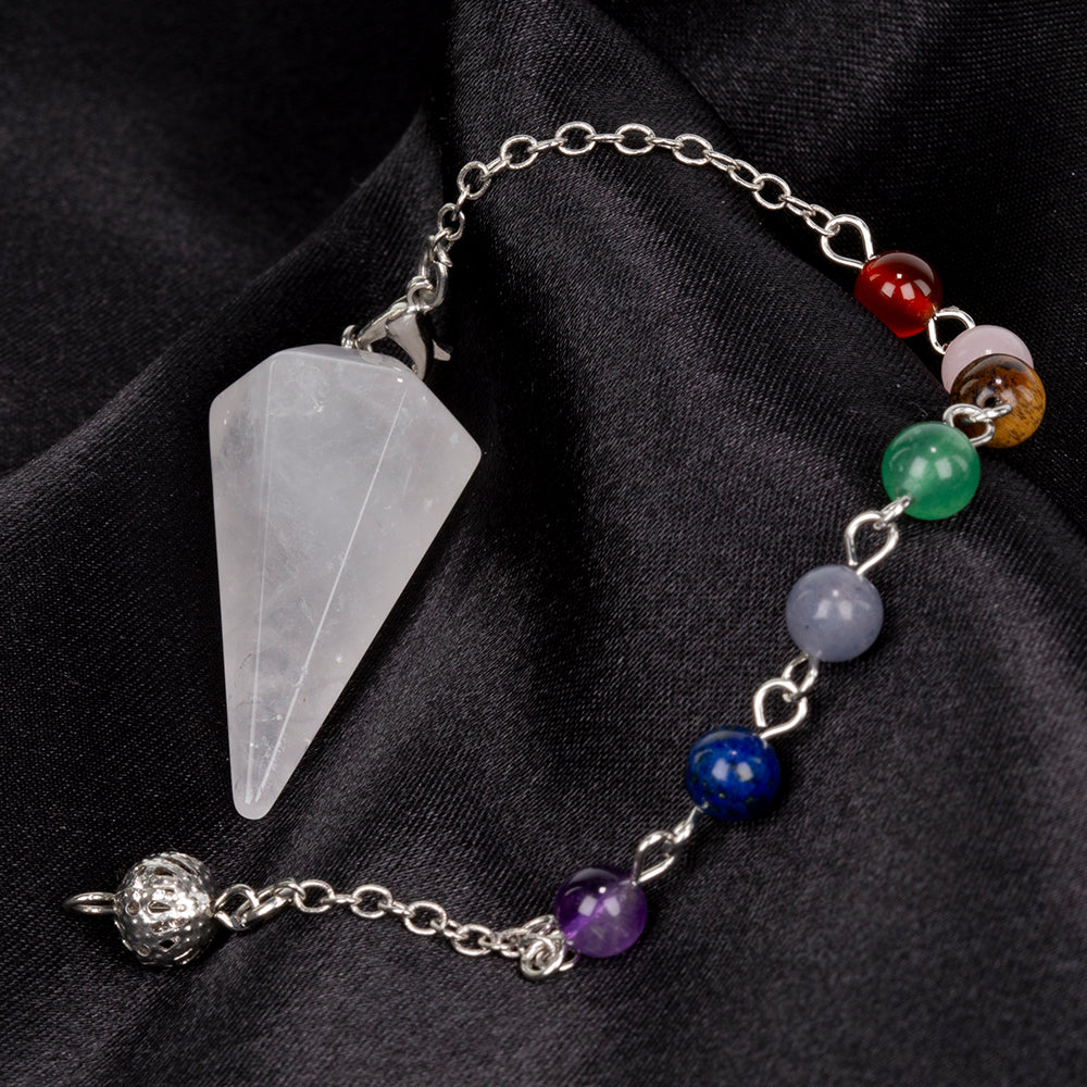 Péndulo con gemas con Cuarzo Claro y Amatista 4 