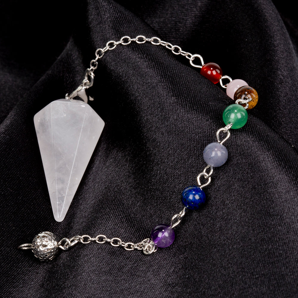 Péndulo con gemas con Cuarzo Claro y Amatista 5 