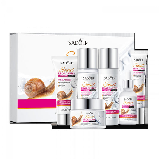 Set de cuidado facial de 6 piezas con colágeno y baba de caracol de SADOER