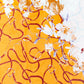 Bufanda abrazo floral, 85 x 180 cms, naranja, 100% seda vegana