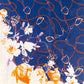 Bufanda abrazo floral, 85 x 180 cms, azul 100% seda vegana