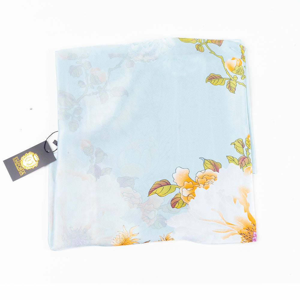 Bufanda legado haitang, 85 x 180 cms, azul claro, 100% seda vegana