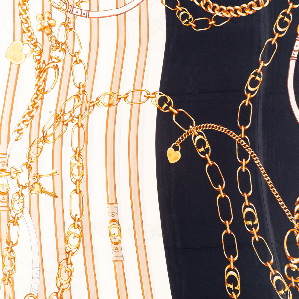 Bufanda cadenas regias, 85 x 180 cms, azul, 100% seda vegana 5 