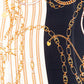 Bufanda cadenas regias, 85 x 180 cms, azul, 100% seda vegana