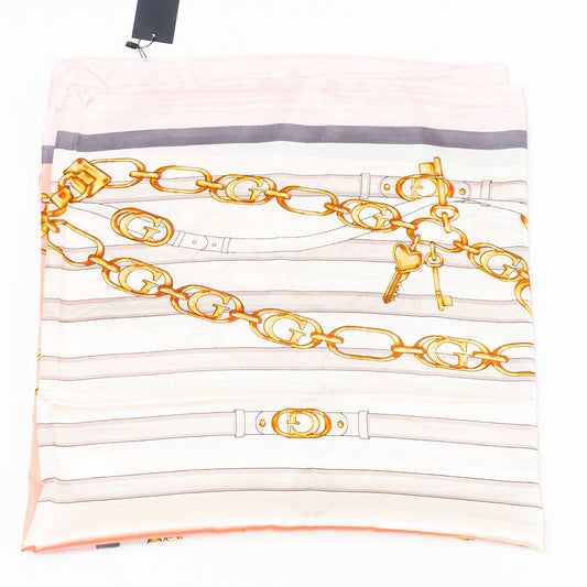 Bufanda cadenas regias, 85 x 180 cms, rosa, 100% seda vegana