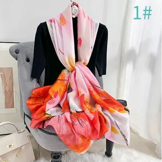 Bufanda lotus de noche, 85 x 180 cms, naranja, 100% seda vegana