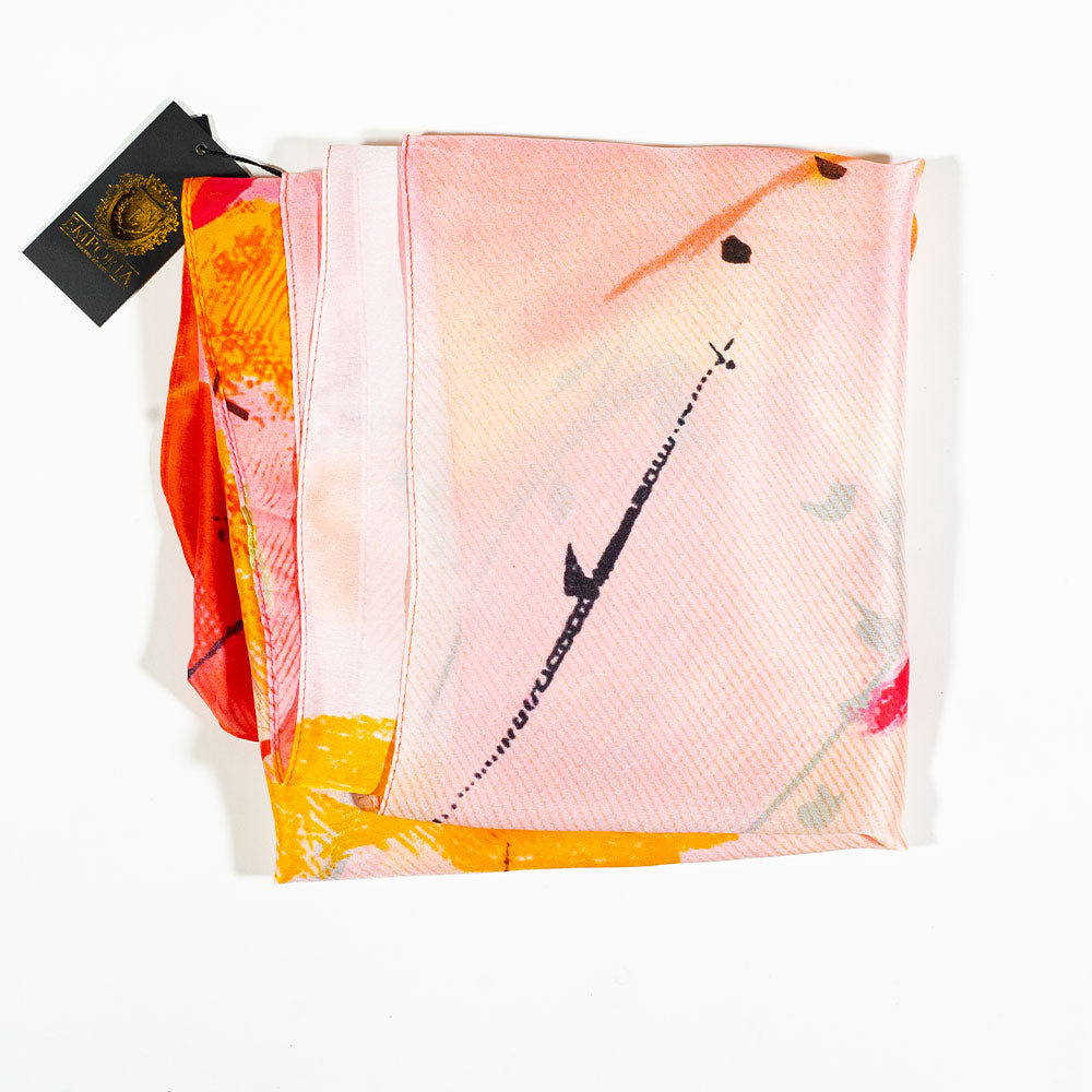 Bufanda lotus de noche, 85 x 180 cms, naranja, 100% seda vegana 1 