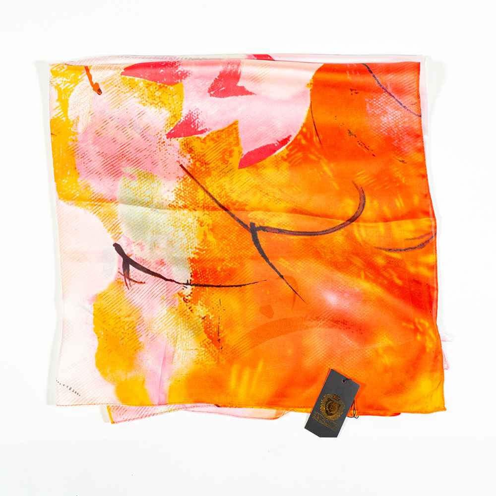 Bufanda lotus de noche, 85 x 180 cms, naranja, 100% seda vegana