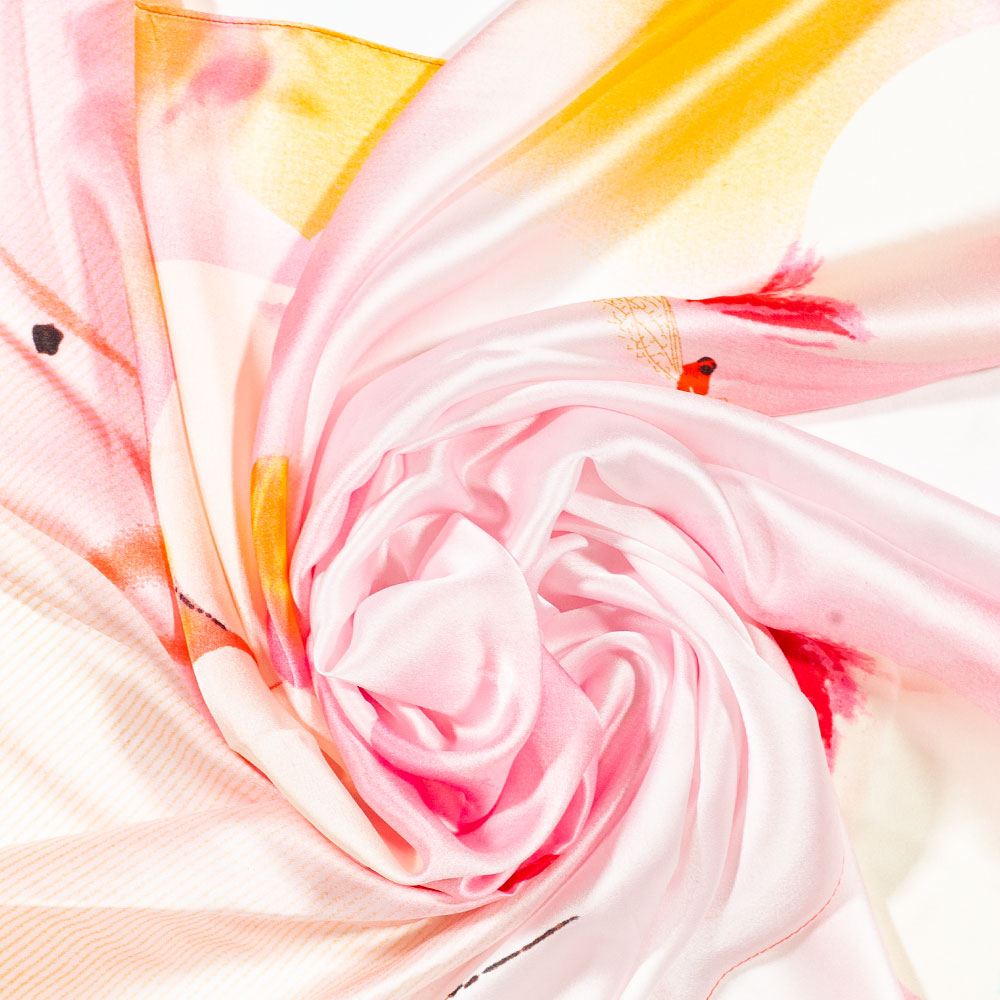 Bufanda lotus de noche, 85 x 180 cms, naranja, 100% seda vegana