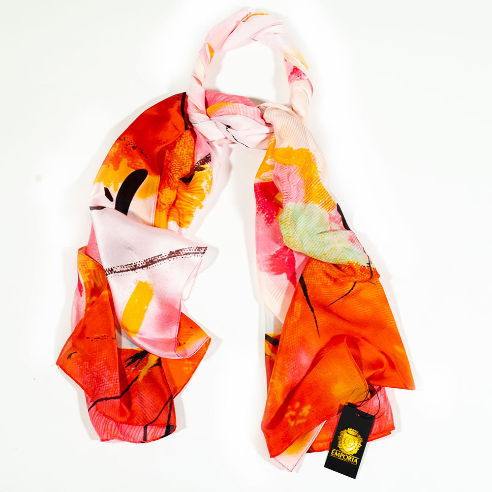 Bufanda lotus de noche, 85 x 180 cms, naranja, 100% seda vegana 5 