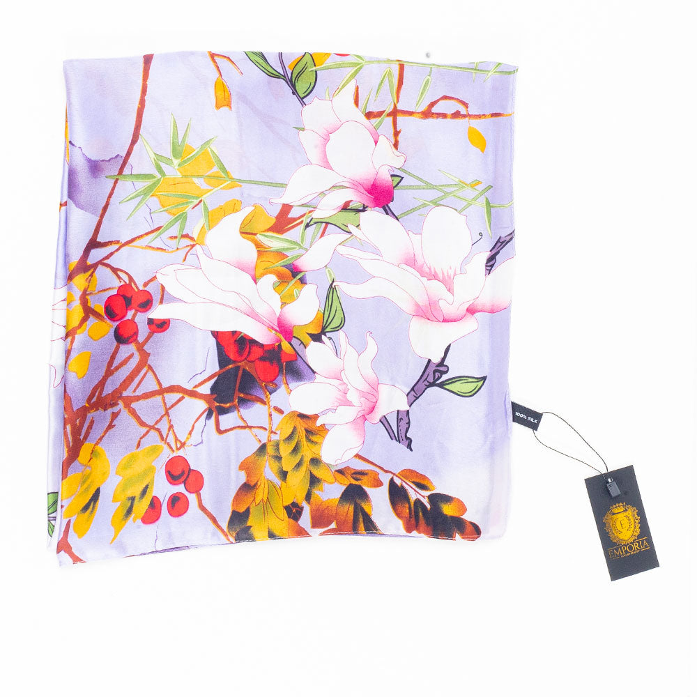 Bufanda Edén frondoso, 85 x 180 cms, lila, 100% seda vegana 1 