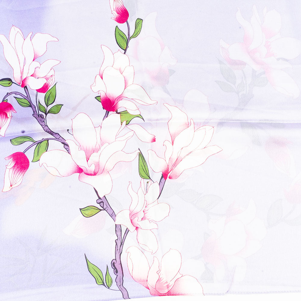 Bufanda Edén frondoso, 85 x 180 cms, lila, 100% seda vegana