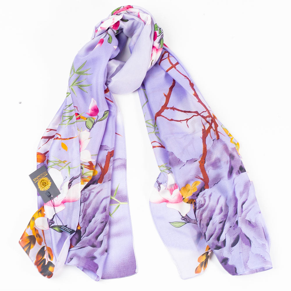 Bufanda Edén frondoso, 85 x 180 cms, lila, 100% seda vegana 4 