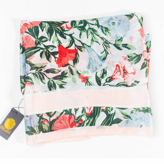 Bufanda brisa orquídea, 85 x 180 cms, blanco, 100% seda vegana