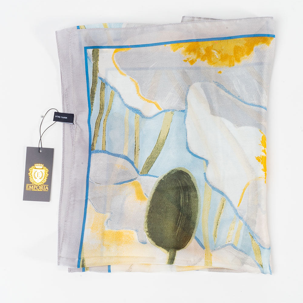 Bufanda jardín lúcido, 85 x 180 cms, azul claro,  100% seda vegana 1 