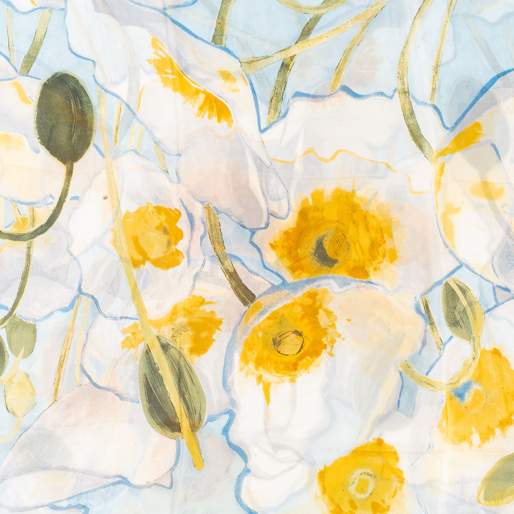 Bufanda jardín lúcido, 85 x 180 cms, azul claro,  100% seda vegana