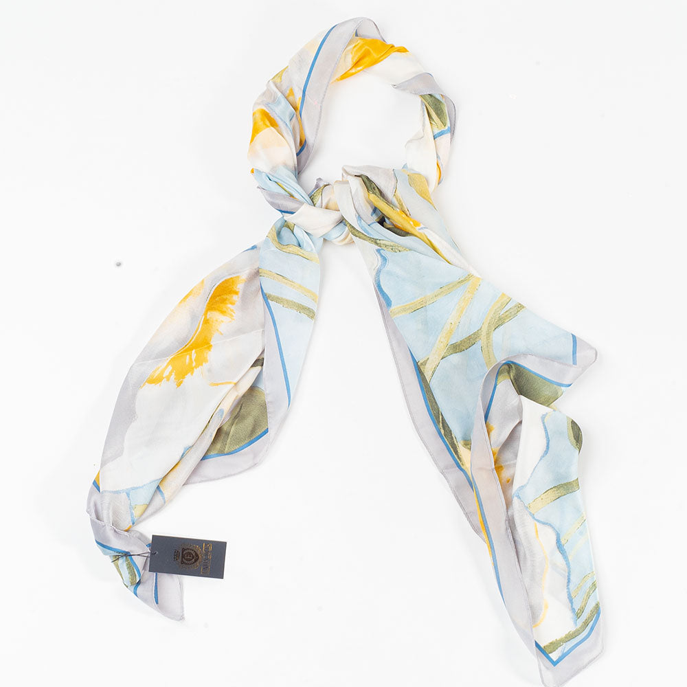 Bufanda jardín lúcido, 85 x 180 cms, azul claro,  100% seda vegana