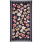 Bufanda con estampado floral y de inscripción, azul, 85 × 180 cm, 100 % seda vegana.