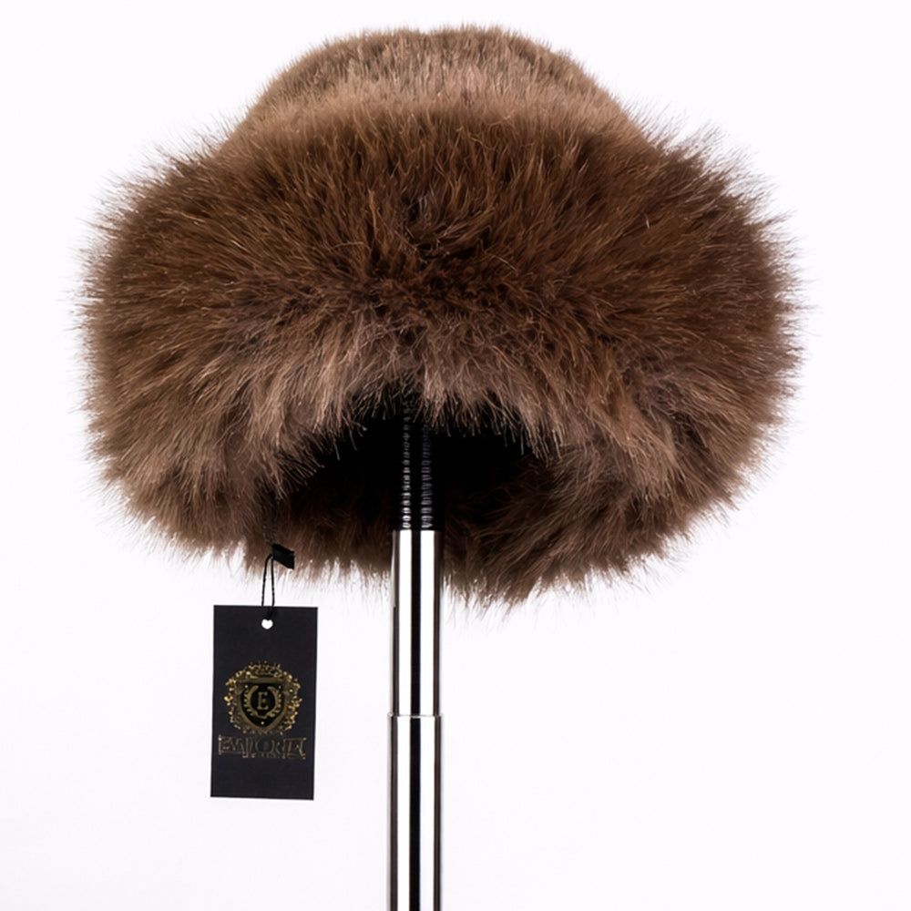 Gorro de invierno de piel sintética marrón – talla única