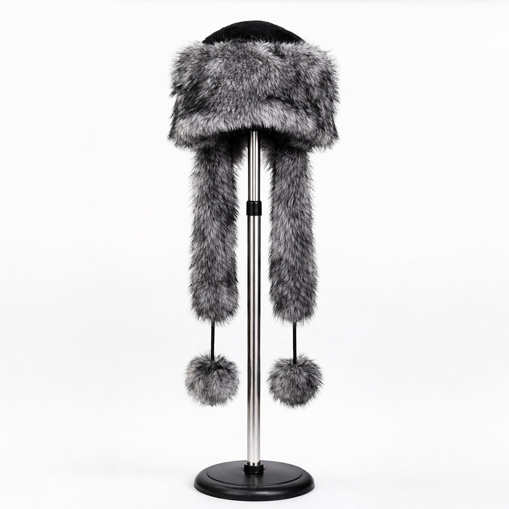 Gorro de invierno de piel sintética plateado con bufanda – talla única 2 