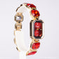 Reloj de Aleación Bañado en Oro con Cristal Emporia® Rojo