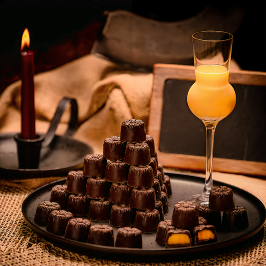 1 kg de chocolate negro relleno de ponche de huevo