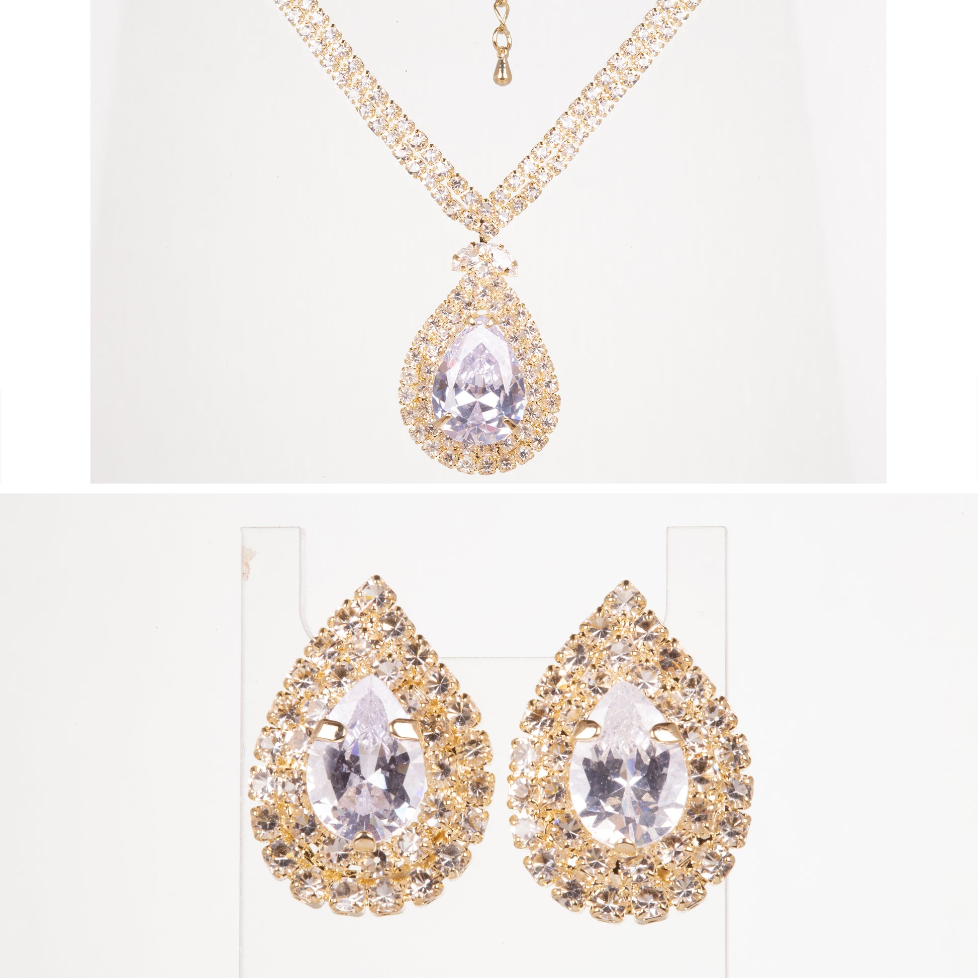 Conjunto de Aleación Bañado en Oro con Cristal Emporia® Blanco 1 