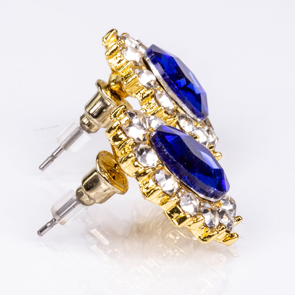 Conjunto de Aleación Bañado en Oro con Cristal Emporia® Azul y Cristal Emporia® Blanco ( Collar +Pendientes ) 2 