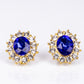 Conjunto de Aleación Bañado en Oro con Cristal Emporia® Azul y Cristal Emporia® Blanco ( Collar +Pendientes )