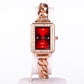 Reloj de Aleación Bañado en Oro con Cristal Emporia® Rojo y Cristal Emporia® Blanco ( Collar +Pendientes +Pulsera )