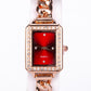 Reloj de Aleación Bañado en Oro con Cristal Emporia® Rojo y Cristal Emporia® Blanco ( Collar +Pendientes +Pulsera )