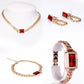 Reloj de Aleación Bañado en Oro con Cristal Emporia® Rojo y Cristal Emporia® Blanco ( Collar +Pendientes +Pulsera )