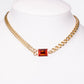 Reloj de Aleación Bañado en Oro con Cristal Emporia® Rojo y Cristal Emporia® Blanco ( Collar +Pendientes +Pulsera )