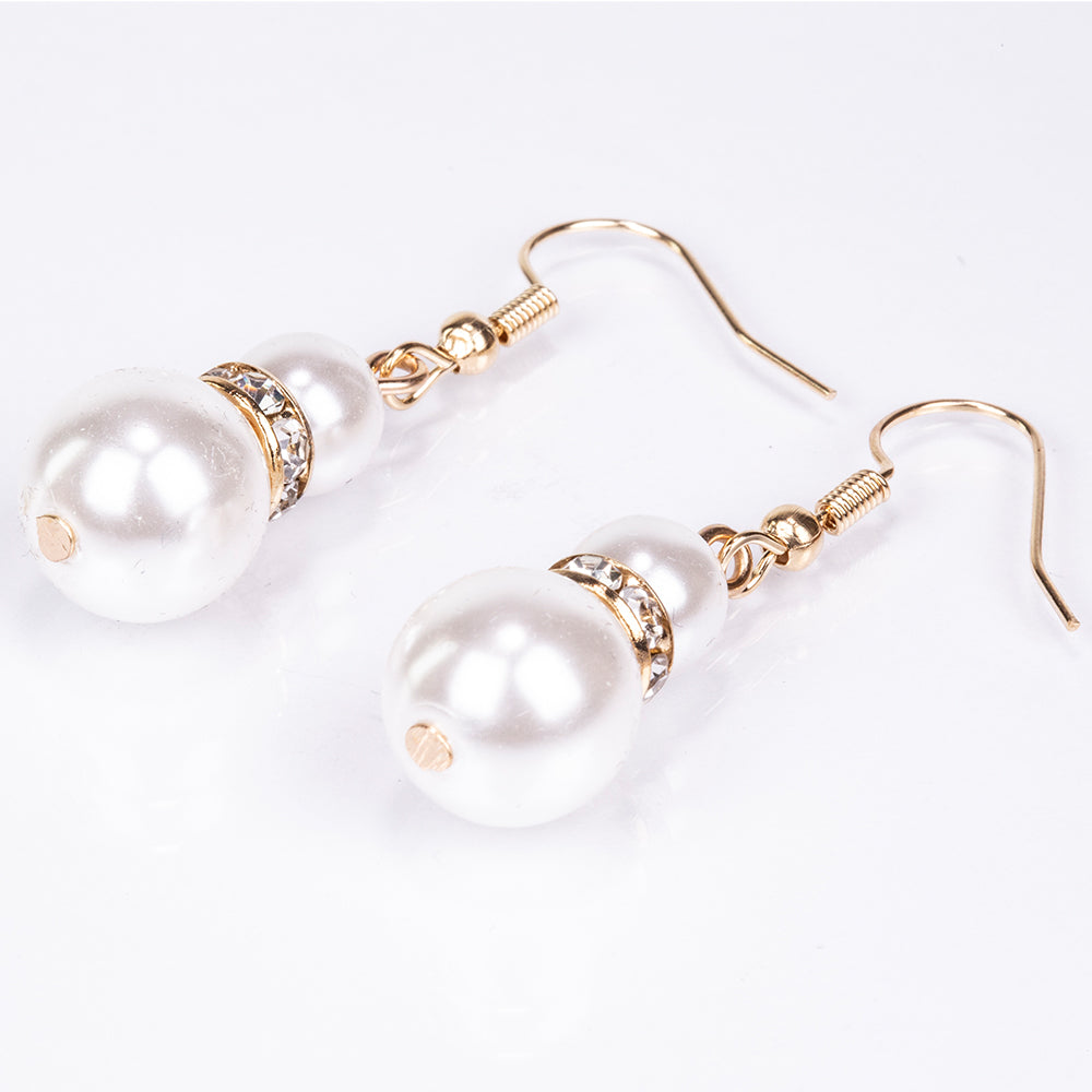 Reloj de Aleación Bañado en Oro con Cristal Emporia® Blanco ( Collar +Pendientes +Pulsera )