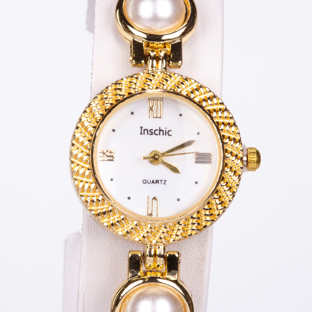 Reloj de Aleación Bañado en Oro con Cristal Emporia® Blanco ( Collar +Pendientes +Pulsera ) 6 