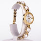 Reloj de Aleación Bañado en Oro con Cristal Emporia® Blanco ( Collar +Pendientes +Pulsera )