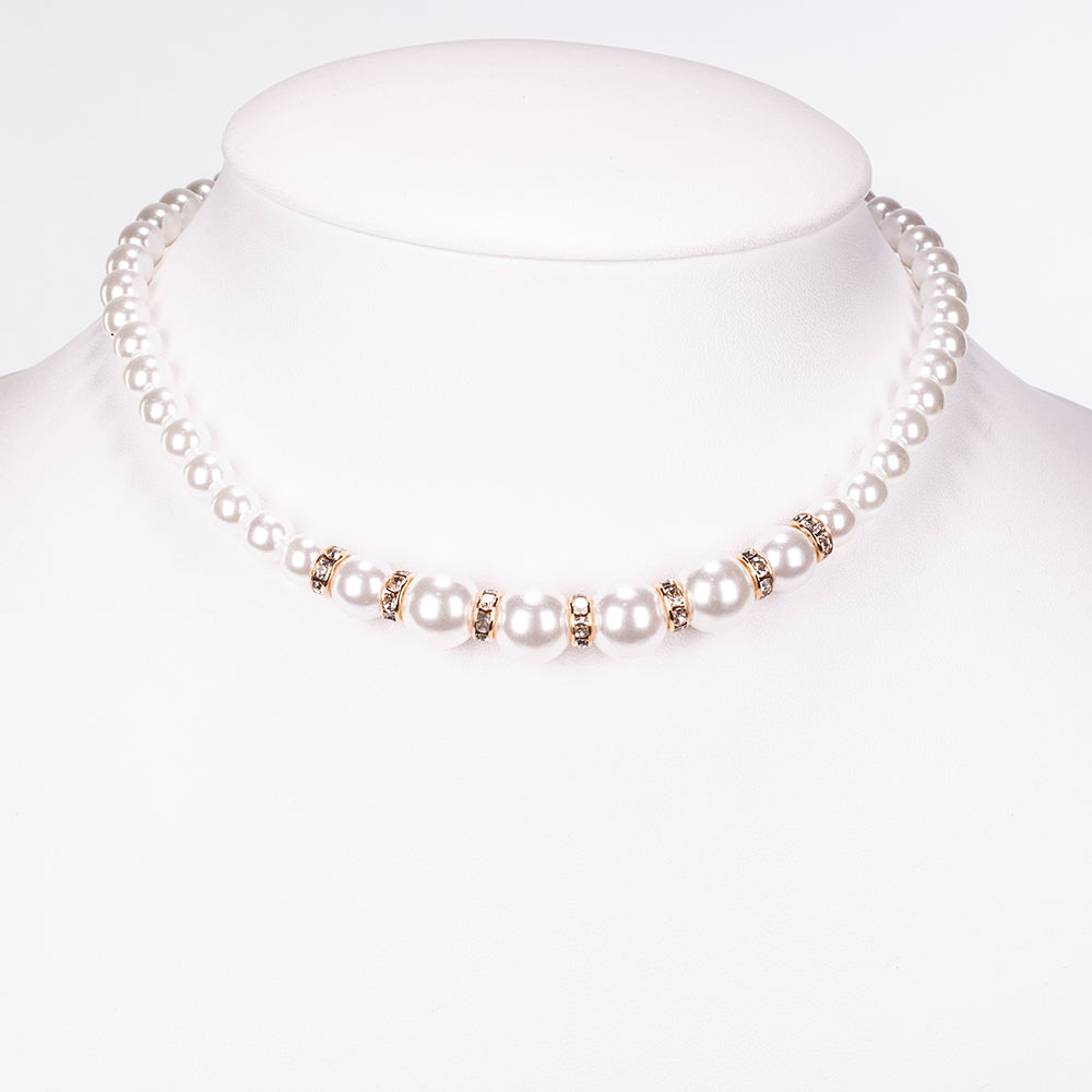 Reloj de Aleación Bañado en Oro con Cristal Emporia® Blanco ( Collar +Pendientes +Pulsera ) 10 