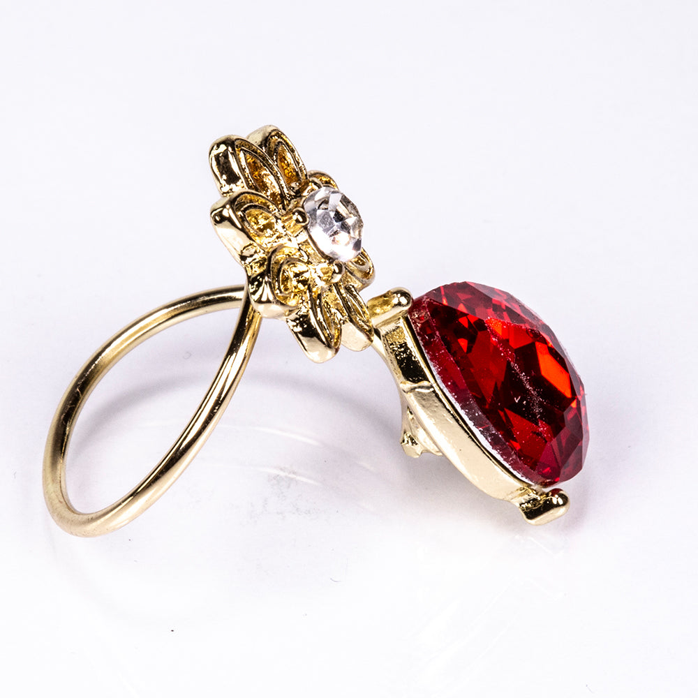 Conjunto de Aleación Bañado en Oro con Cristal Emporia® Rojo y Cristal Emporia® Blanco ( Collar +Pendientes ) 3 