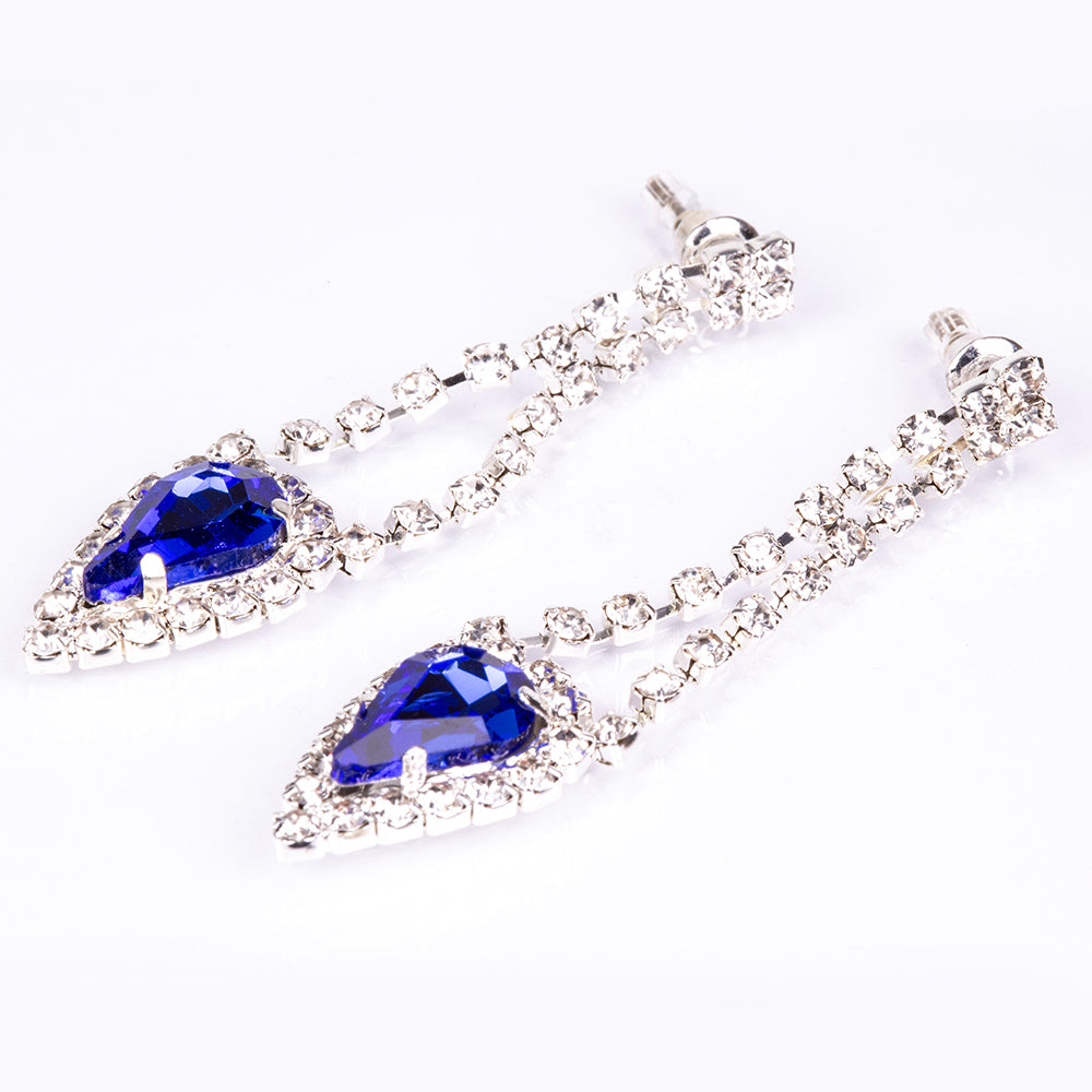 Conjunto de Aleación Bañado en Oro con Cristal Emporia® Azul y Cristal Emporia® Blanco ( Collar +Pendientes ) 2 