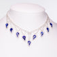 Conjunto de Aleación Bañado en Oro con Cristal Emporia® Azul y Cristal Emporia® Blanco ( Collar +Pendientes )