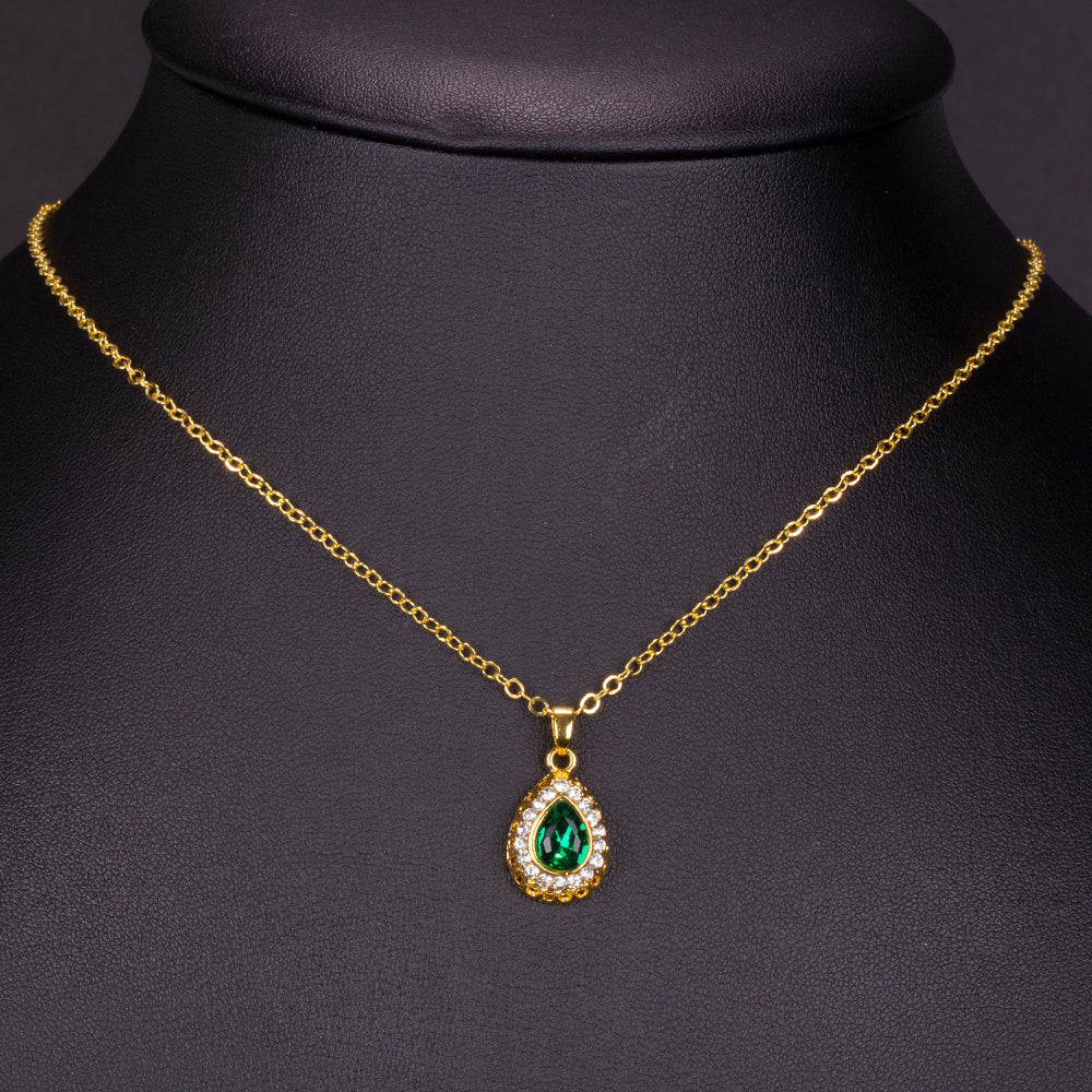 Conjunto de Aleación Bañado en Oro con Cristal Emporia® Verde y Cristal Emporia® Blanco ( Collar +Pendientes +Pulsera +Anillo +Colgante ) 4 