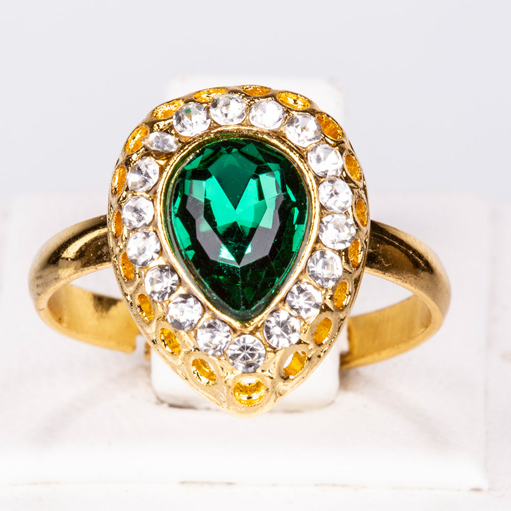 Conjunto de Aleación Bañado en Oro con Cristal Emporia® Verde y Cristal Emporia® Blanco ( Collar +Pendientes +Pulsera +Anillo +Colgante )