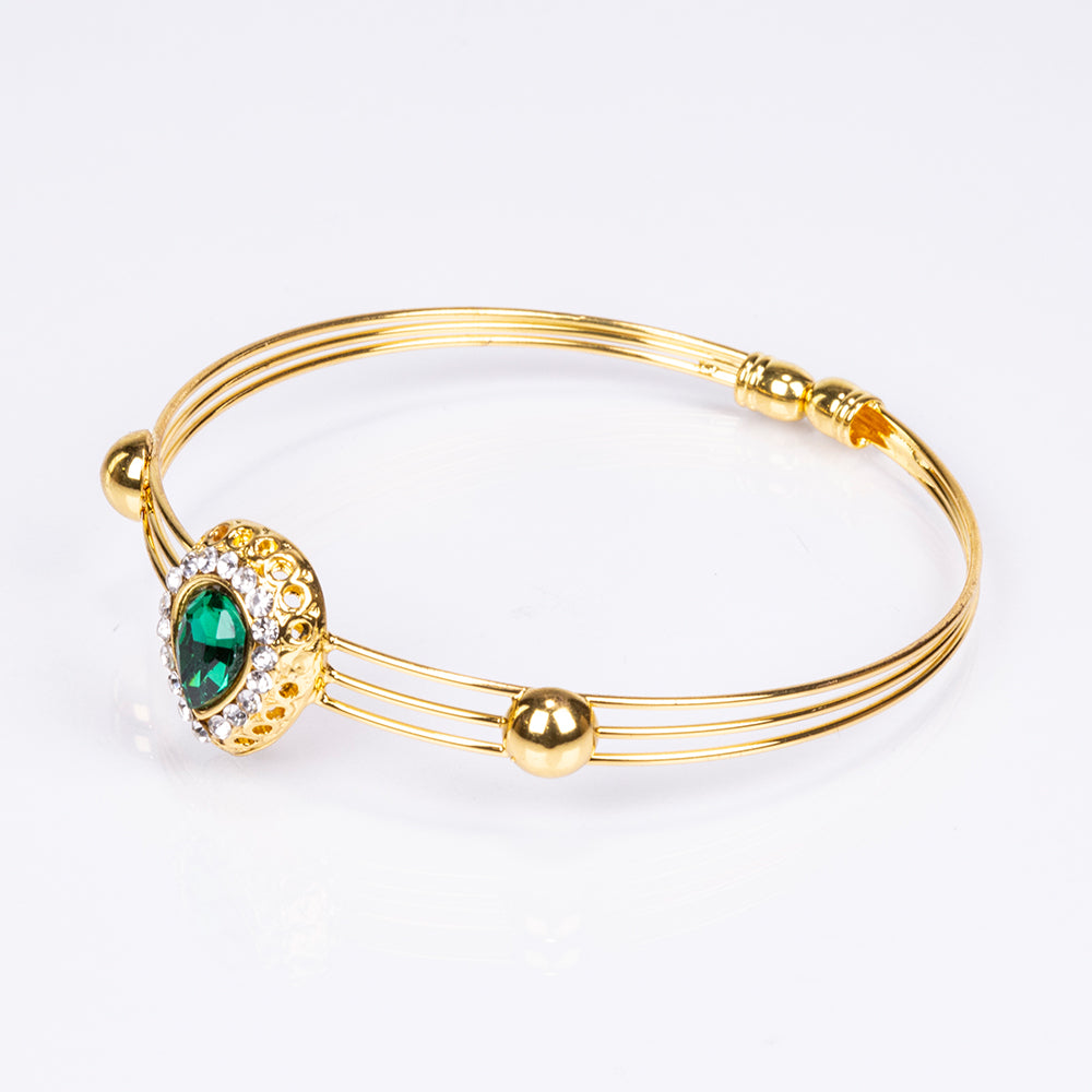 Conjunto de Aleación Bañado en Oro con Cristal Emporia® Verde y Cristal Emporia® Blanco ( Collar +Pendientes +Pulsera +Anillo +Colgante )