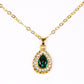 Conjunto de Aleación Bañado en Oro con Cristal Emporia® Verde y Cristal Emporia® Blanco ( Collar +Pendientes +Pulsera +Anillo +Colgante )
