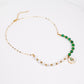 Conjunto de Aleación Bañado en Oro con Ágata Verde ( Collar +Pendientes +Pulsera )